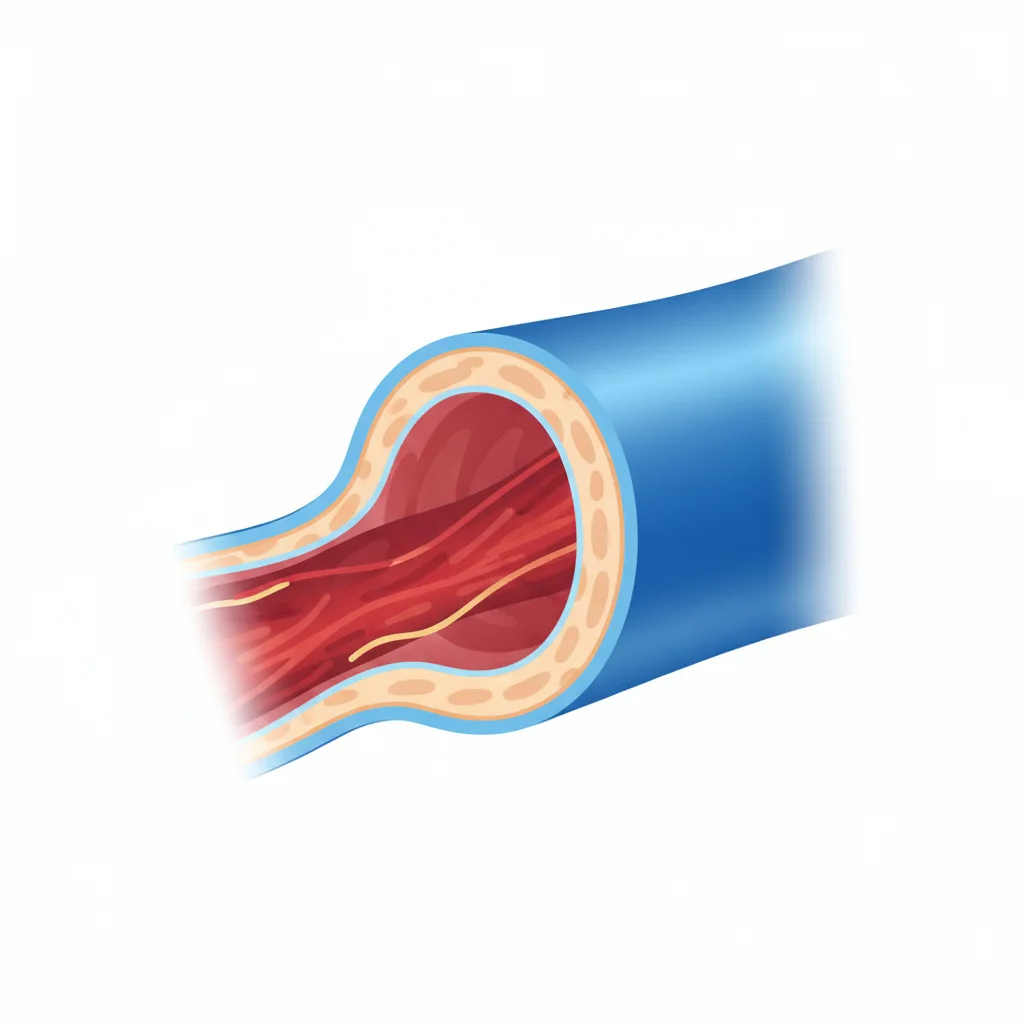 Educational illustration of a healthy artery cross-section showing normal blood vessel anatomy - vitamin C for blood vessel support